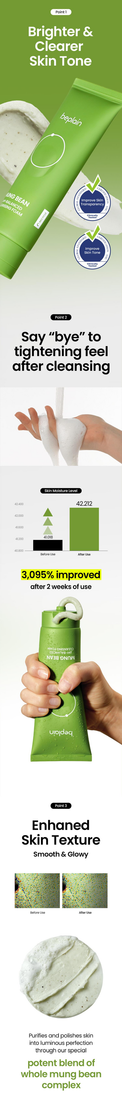 BEPLAIN Mung Bean Ph-Balanced Cleansing Foam 80ml