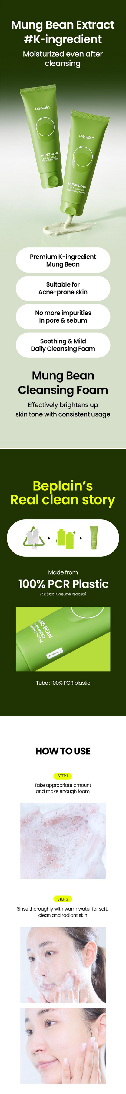 BEPLAIN Mung Bean Ph-Balanced Cleansing Foam 80ml