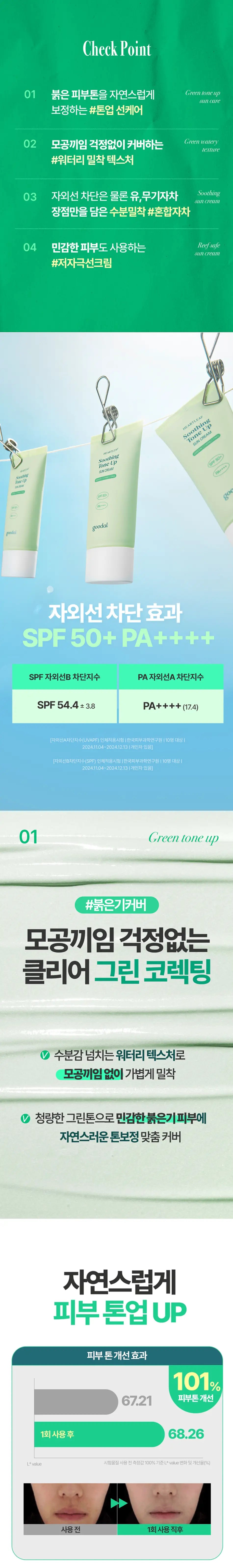 GOODAL Heartleaf Soothing Tone Up Sun Cream des 2