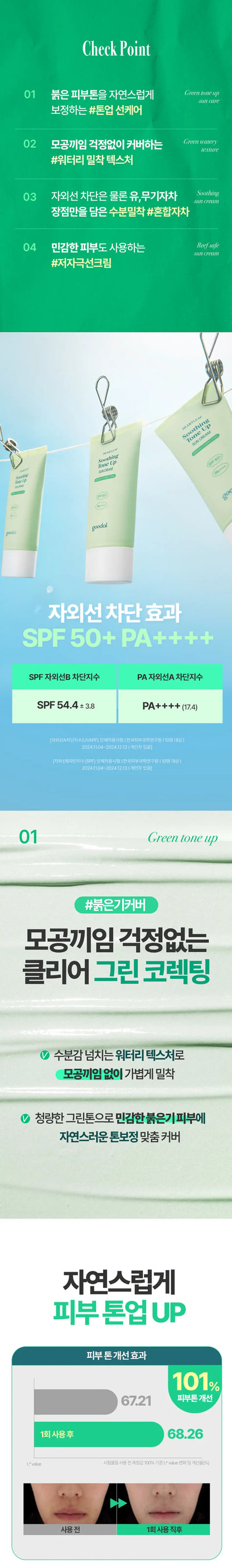 GOODAL Heartleaf Soothing Tone Up Sun Cream des 2