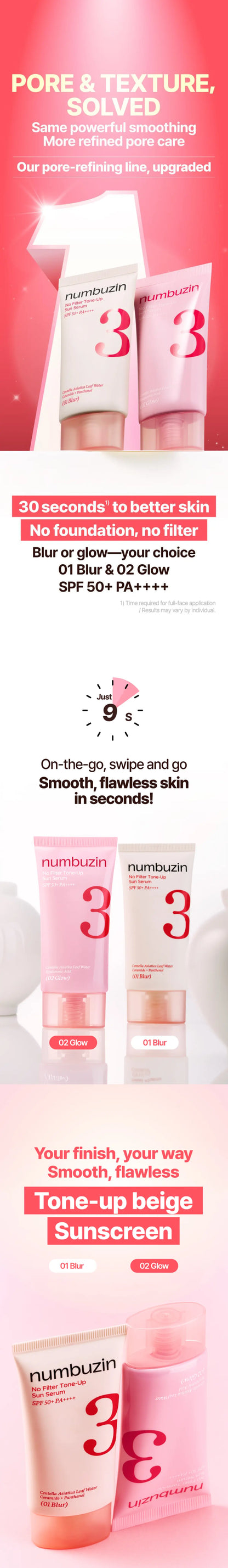 NUMBUZIN No.3 No Filter Tone-Up Sun Serum 50ml des main 1