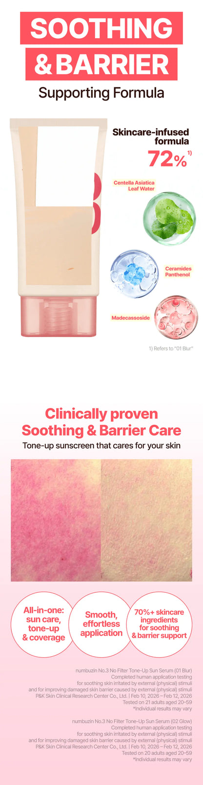 NUMBUZIN No.3 No Filter Tone-Up Sun Serum 50ml des main 3