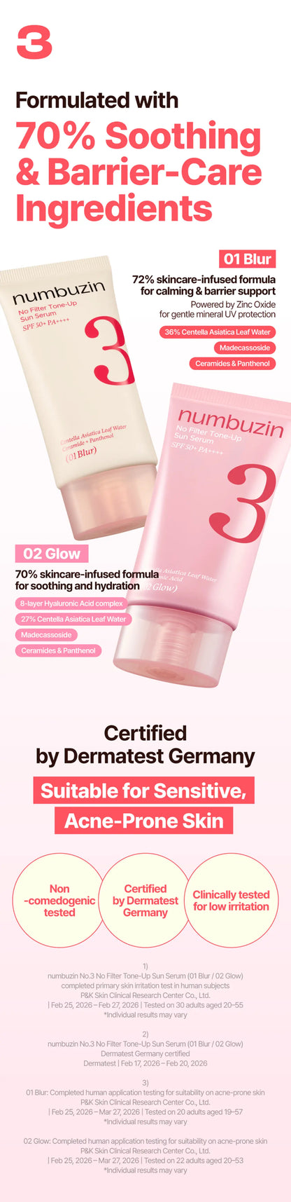 NUMBUZIN No.3 No Filter Tone-Up Sun Serum 50ml des main 5