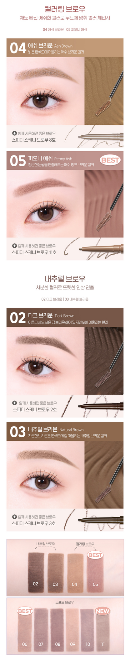 PERIPERA Speedy Skinny Brow Mascara des 4