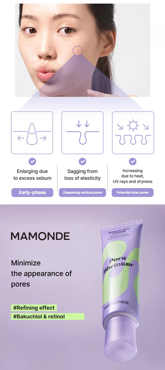 MAMONDE Pore Shrinker Bakuchiol Cream 60ml