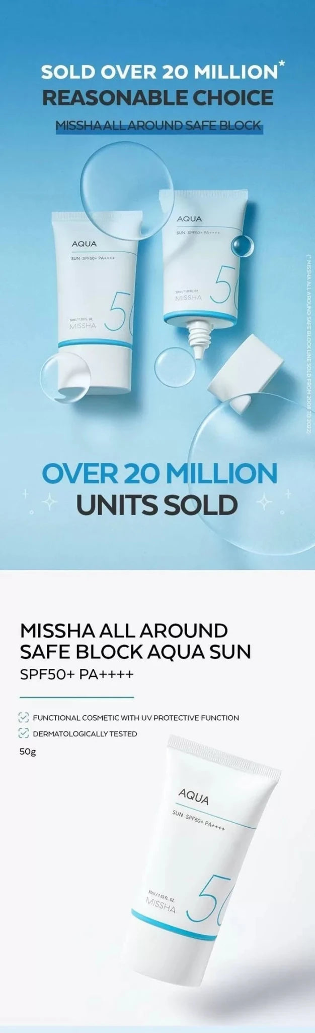MISSHA All Around Safe Block Aqua Sun SPF50+ PA++++ 50ml