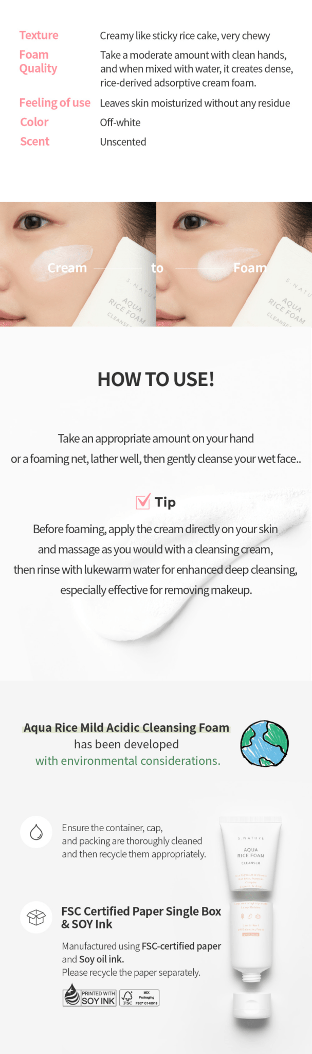 S.NATURE Aqua Rice Foam Cleanser