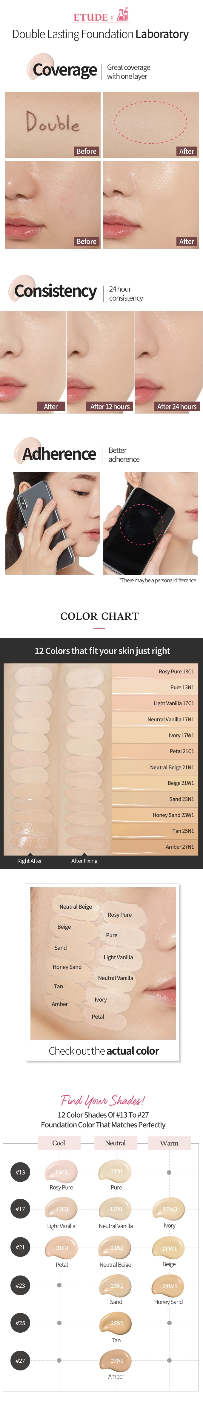 ETUDE Double Lasting Foundation SPF35 PA++ 30g