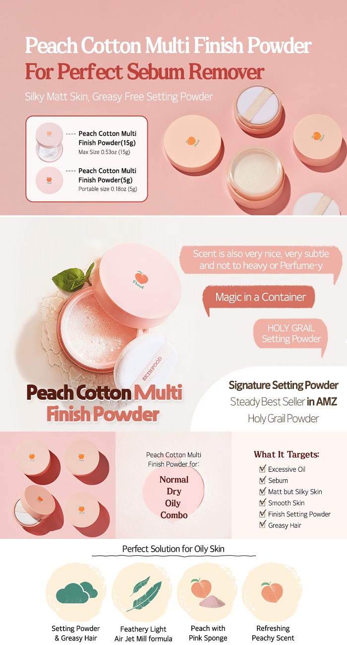SKIN FOOD Peach Cotton Multi Finish Powder 15g 1