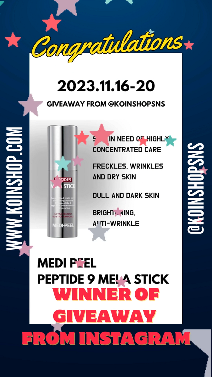 Winner of Giveaway from Instagram MEDI PEEL Peptide 9 Mela Stick 10g 1