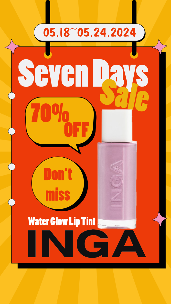 2024.05.18 - 05.24 7days Sale 70% OFF INGA Water Glow Lip Tint 4.5g