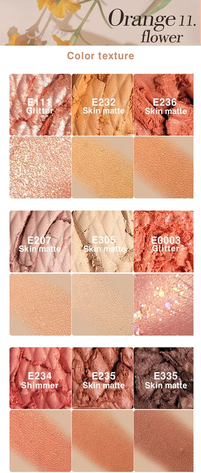 AMIOK Soft Clay Beam Eye Shadow 9.9g AMIOK Soft Clay Beam Eye Shadow Orange Flower 11