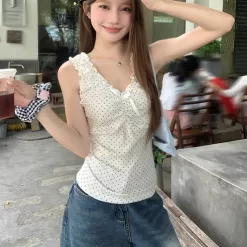 F14 STYLE Dazy Polka Dot Ribbon Sleeveless Top