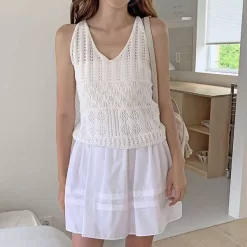 ON KSTYLE Loeve Crochet Knit Bustier Ivory Vest