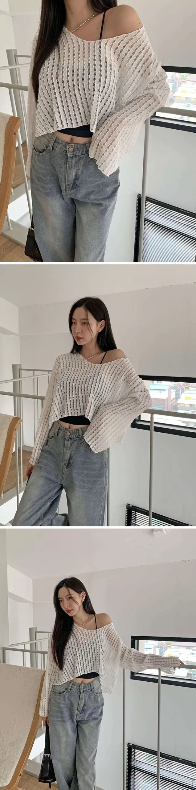 ON KSTYLE Terrydap Boatneck Sheer Wave Knit 2
