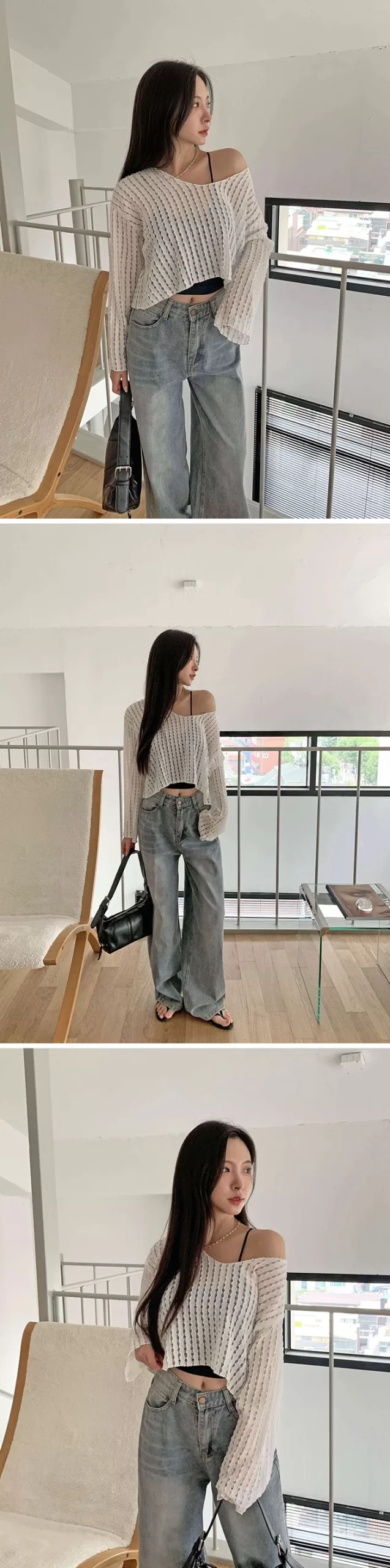 ON KSTYLE Terrydap Boatneck Sheer Wave Knit 3
