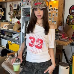 F14 STYLE American Graphic Crop Halter Tank white