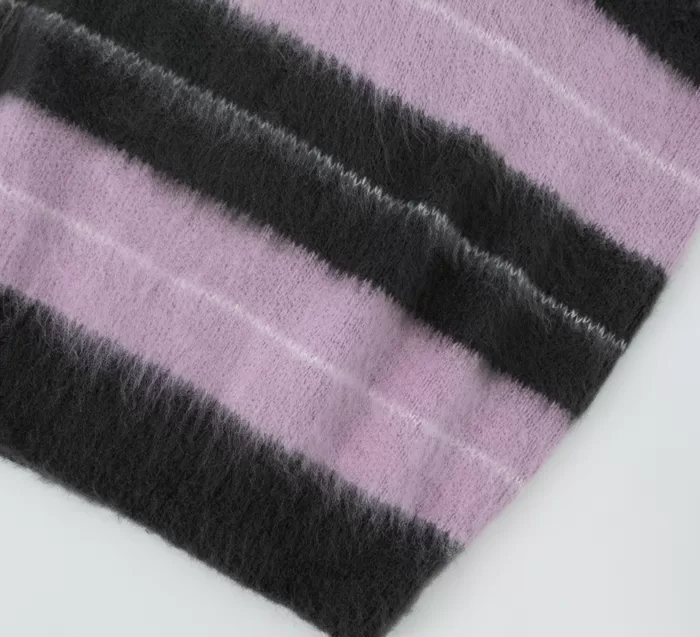 ON KSTYLE Mohair Stripe Collar Knit
