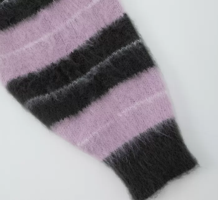 ON KSTYLE Mohair Stripe Collar Knit