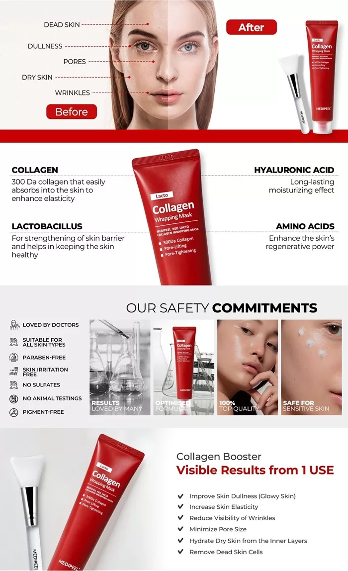 MEDIPEEL Red Lacto Collagen Wrapping Mask 70ml MEDIPEEL Red Lacto Collagen Wrapping Mask